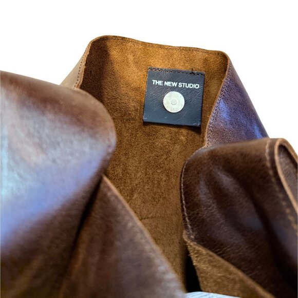 THE NEW STUDIO M02 GLOSSY TEXTURED BROWN Bag $437 NWT - Picture 8 of 8